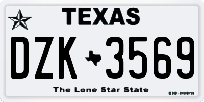 TX license plate DZK3569
