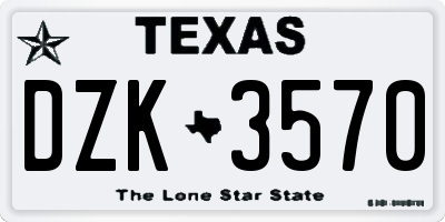 TX license plate DZK3570