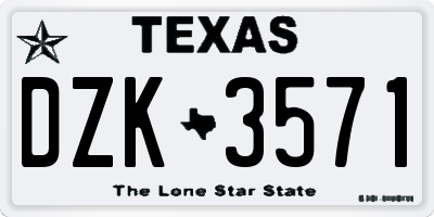 TX license plate DZK3571