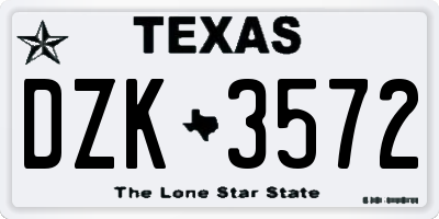 TX license plate DZK3572