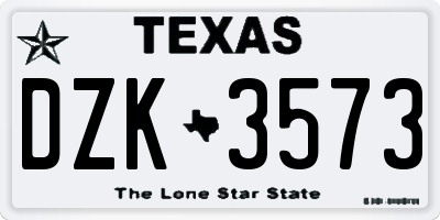 TX license plate DZK3573