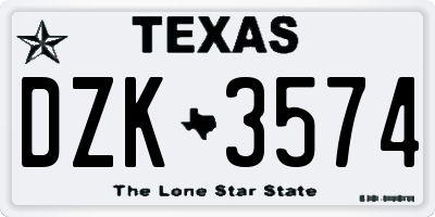 TX license plate DZK3574