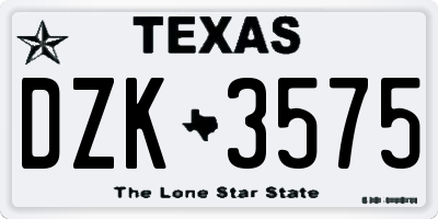 TX license plate DZK3575