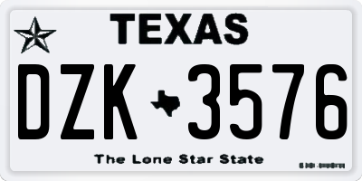 TX license plate DZK3576