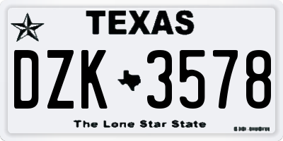 TX license plate DZK3578