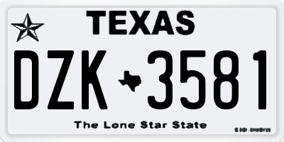 TX license plate DZK3581