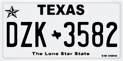 TX license plate DZK3582