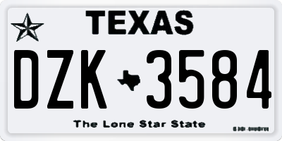 TX license plate DZK3584