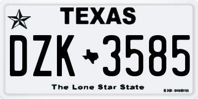 TX license plate DZK3585