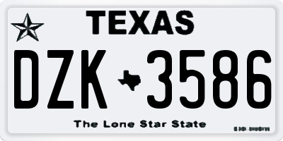 TX license plate DZK3586