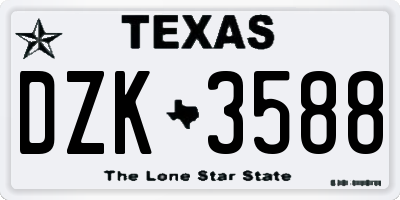 TX license plate DZK3588