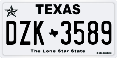 TX license plate DZK3589
