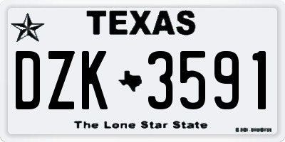 TX license plate DZK3591