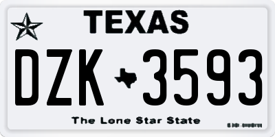 TX license plate DZK3593