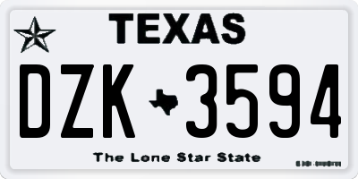 TX license plate DZK3594