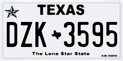 TX license plate DZK3595