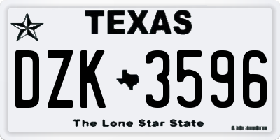 TX license plate DZK3596