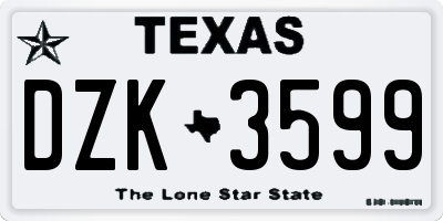 TX license plate DZK3599
