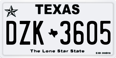 TX license plate DZK3605