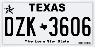 TX license plate DZK3606