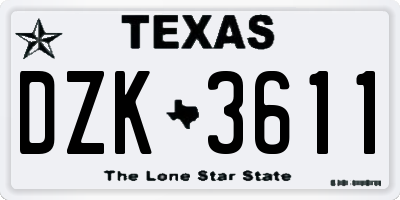 TX license plate DZK3611