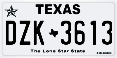 TX license plate DZK3613