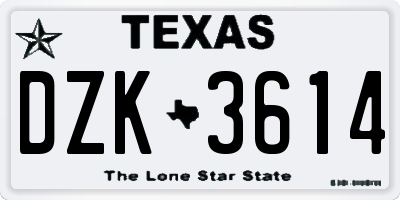 TX license plate DZK3614