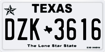 TX license plate DZK3616