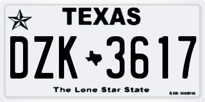 TX license plate DZK3617