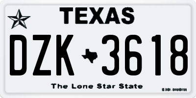TX license plate DZK3618
