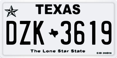 TX license plate DZK3619