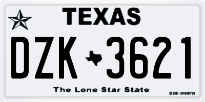 TX license plate DZK3621