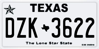 TX license plate DZK3622