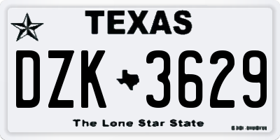 TX license plate DZK3629