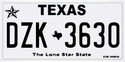 TX license plate DZK3630