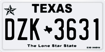 TX license plate DZK3631