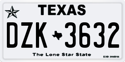 TX license plate DZK3632