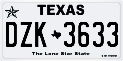 TX license plate DZK3633