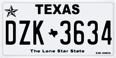 TX license plate DZK3634