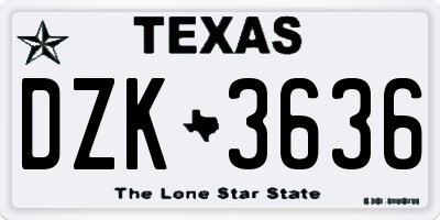 TX license plate DZK3636