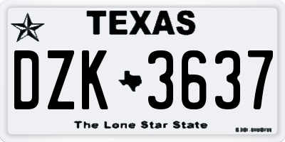 TX license plate DZK3637