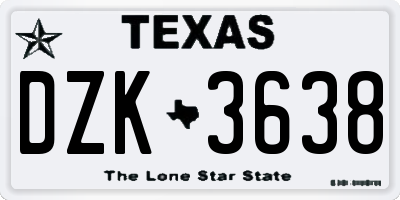 TX license plate DZK3638