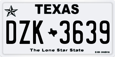 TX license plate DZK3639