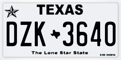 TX license plate DZK3640