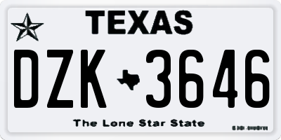 TX license plate DZK3646