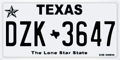 TX license plate DZK3647