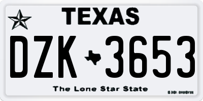 TX license plate DZK3653