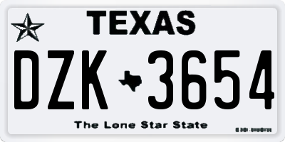 TX license plate DZK3654