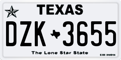 TX license plate DZK3655