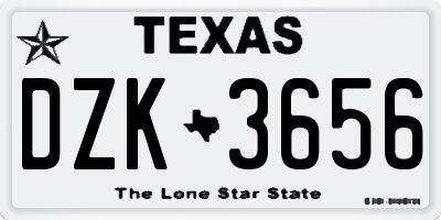 TX license plate DZK3656